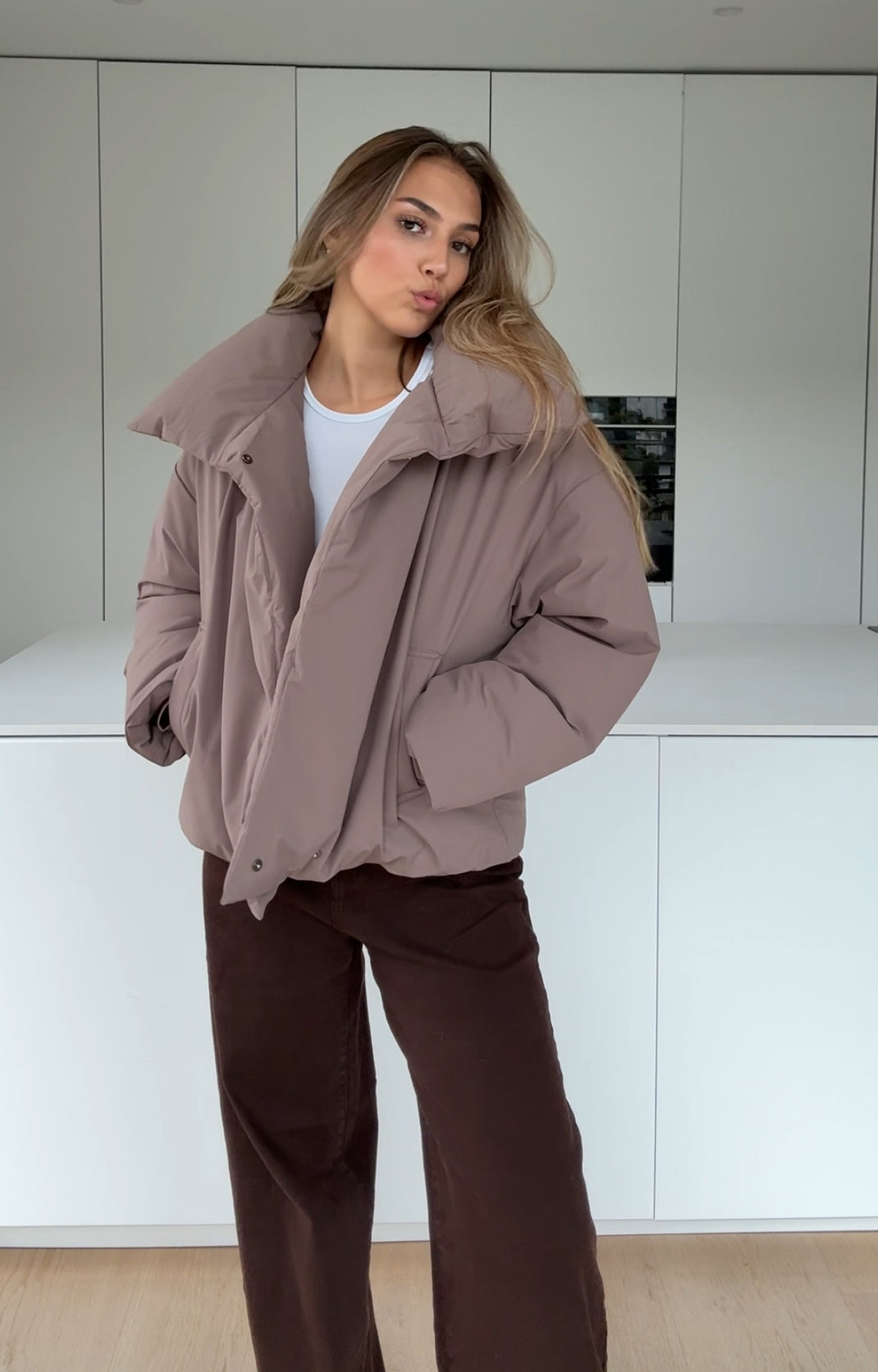 Chaqueta Acolchada Taupe