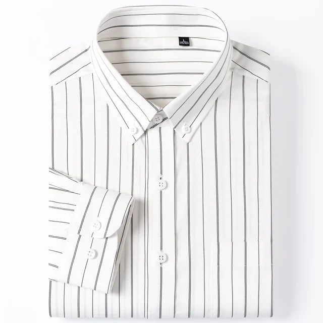 Elegante camisa de algodón a rayas