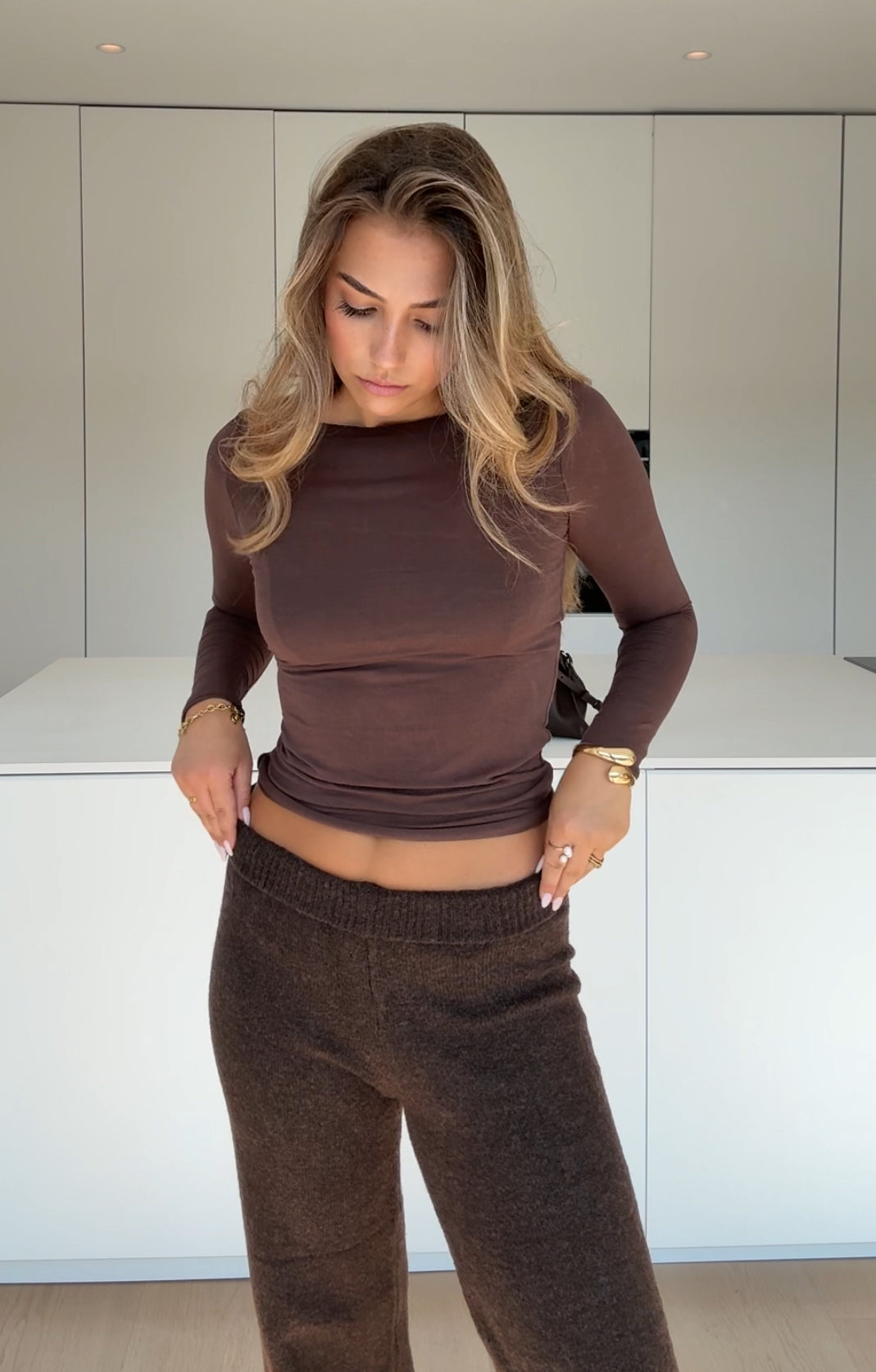 Top Largo Sin Costuras Chocolate