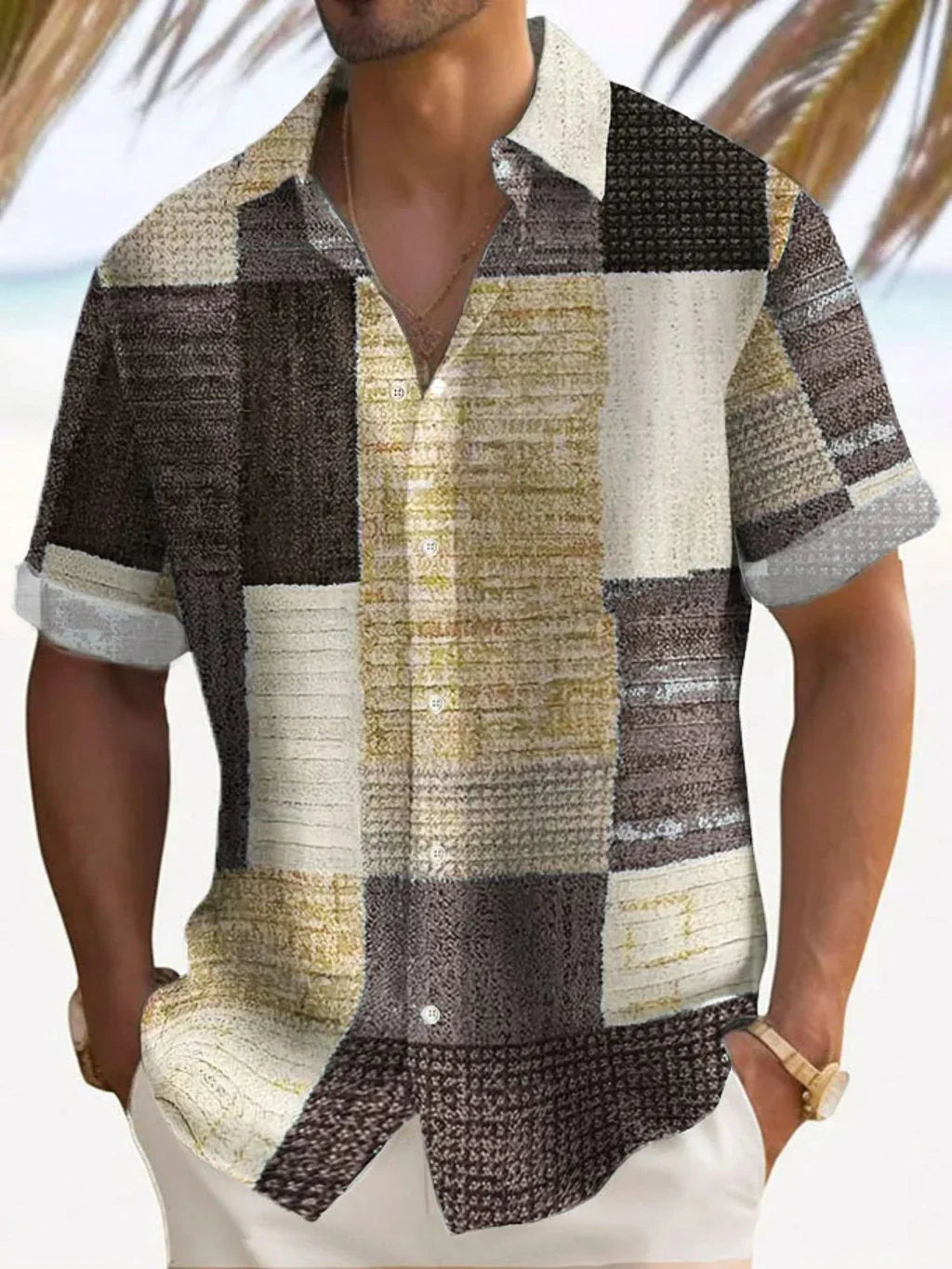 Elegante camisa patchwork