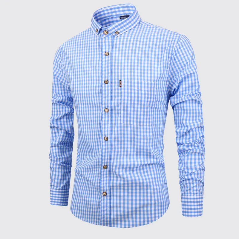 Elegante camisa de algodón a cuadros