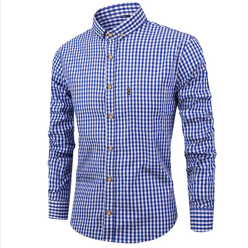 Elegante camisa de algodón a cuadros