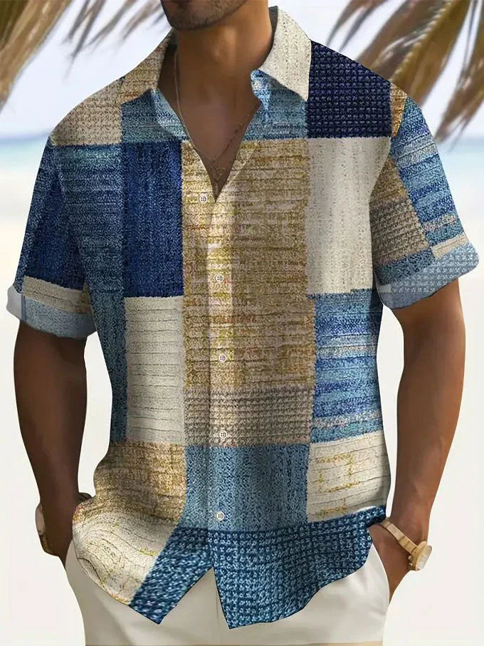 Elegante camisa patchwork