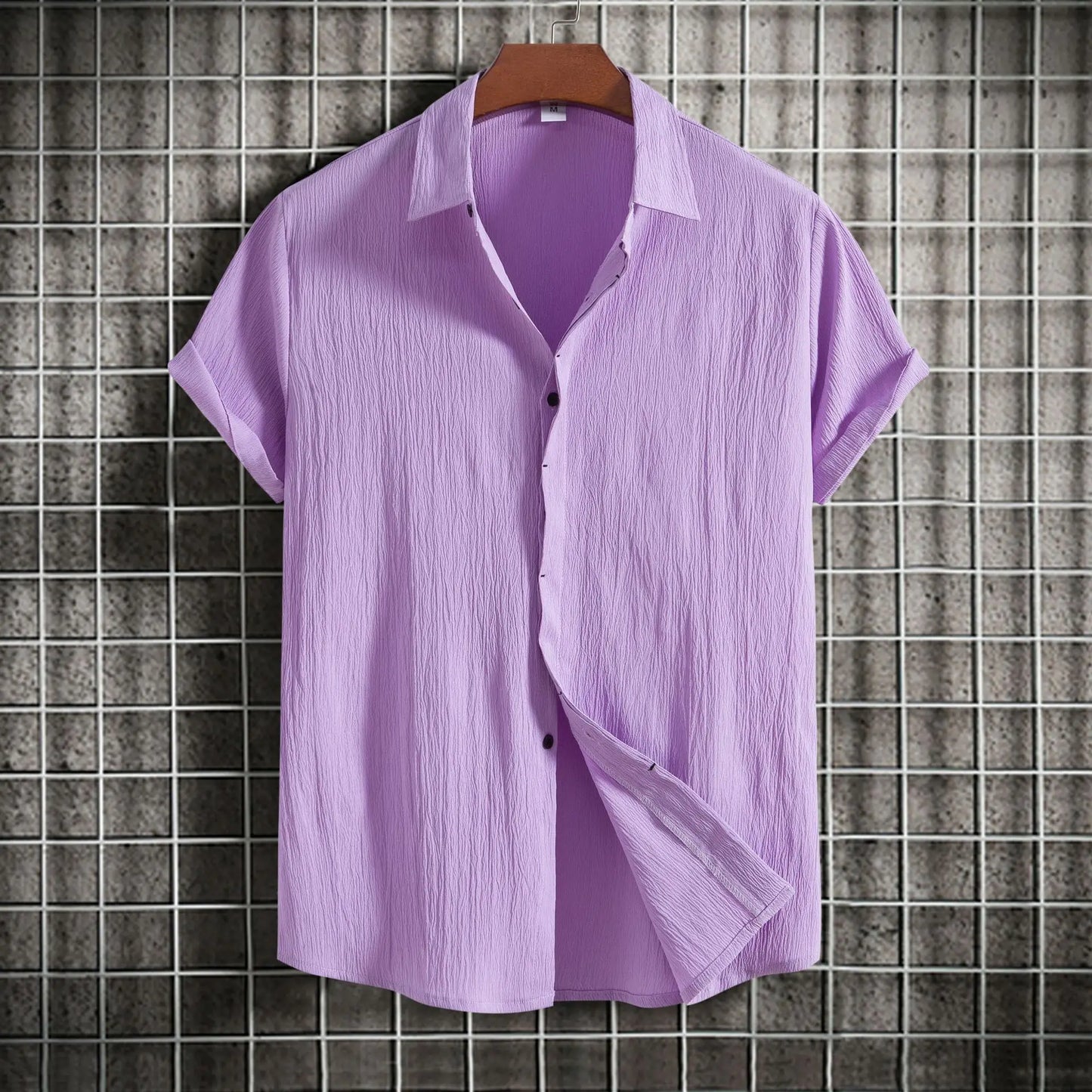 Camisa de manga corta de algodón y lino