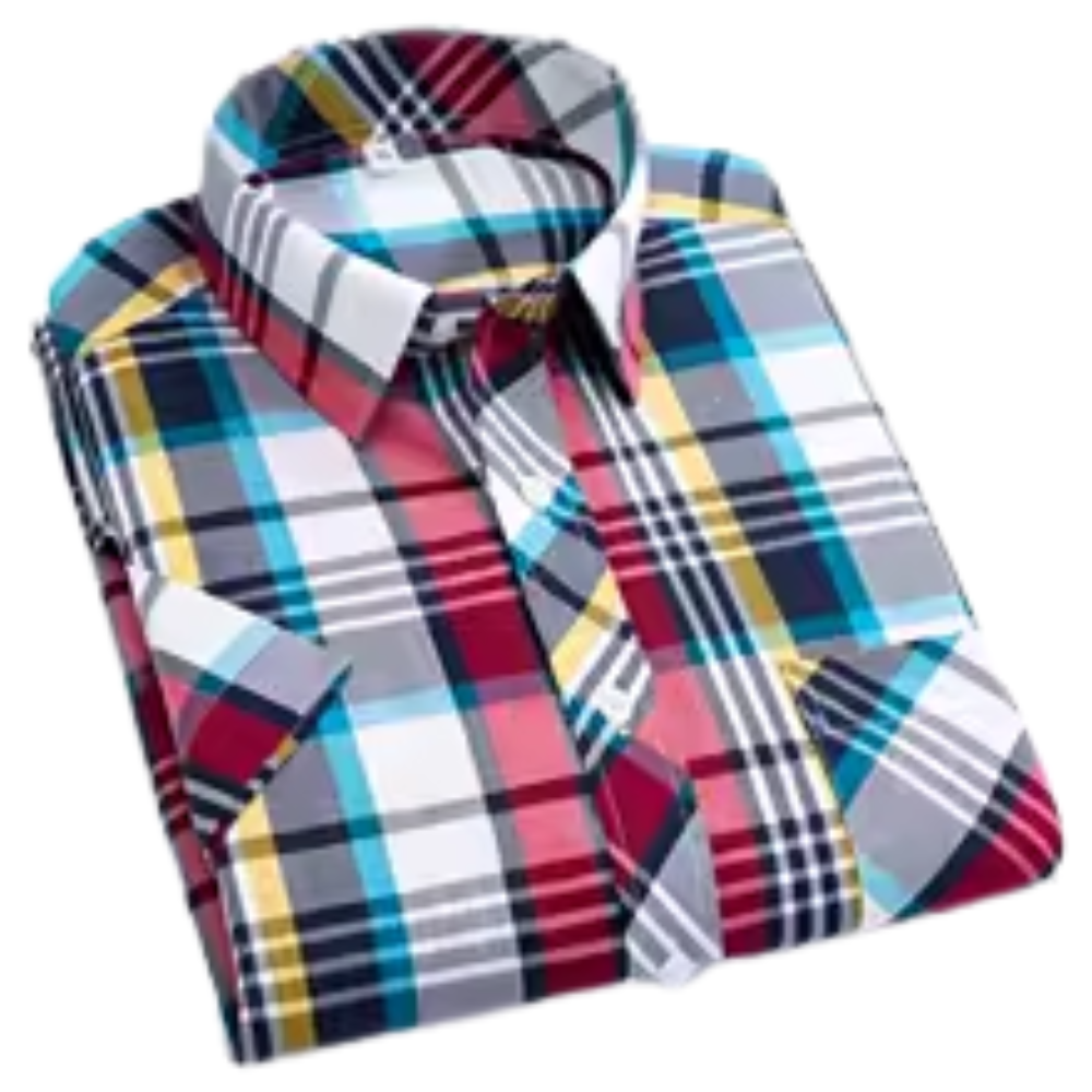 Camisa de algodón de manga corta a cuadros