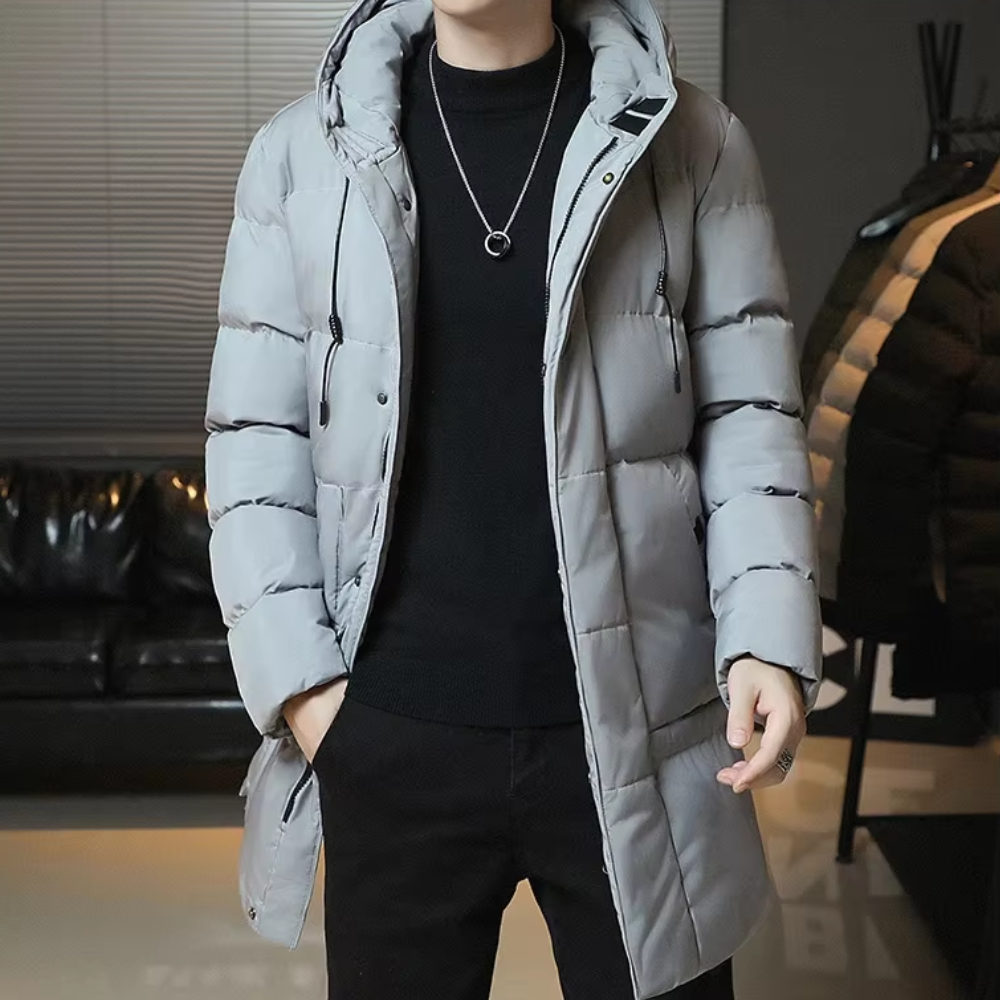 Elegante chaqueta larga de invierno