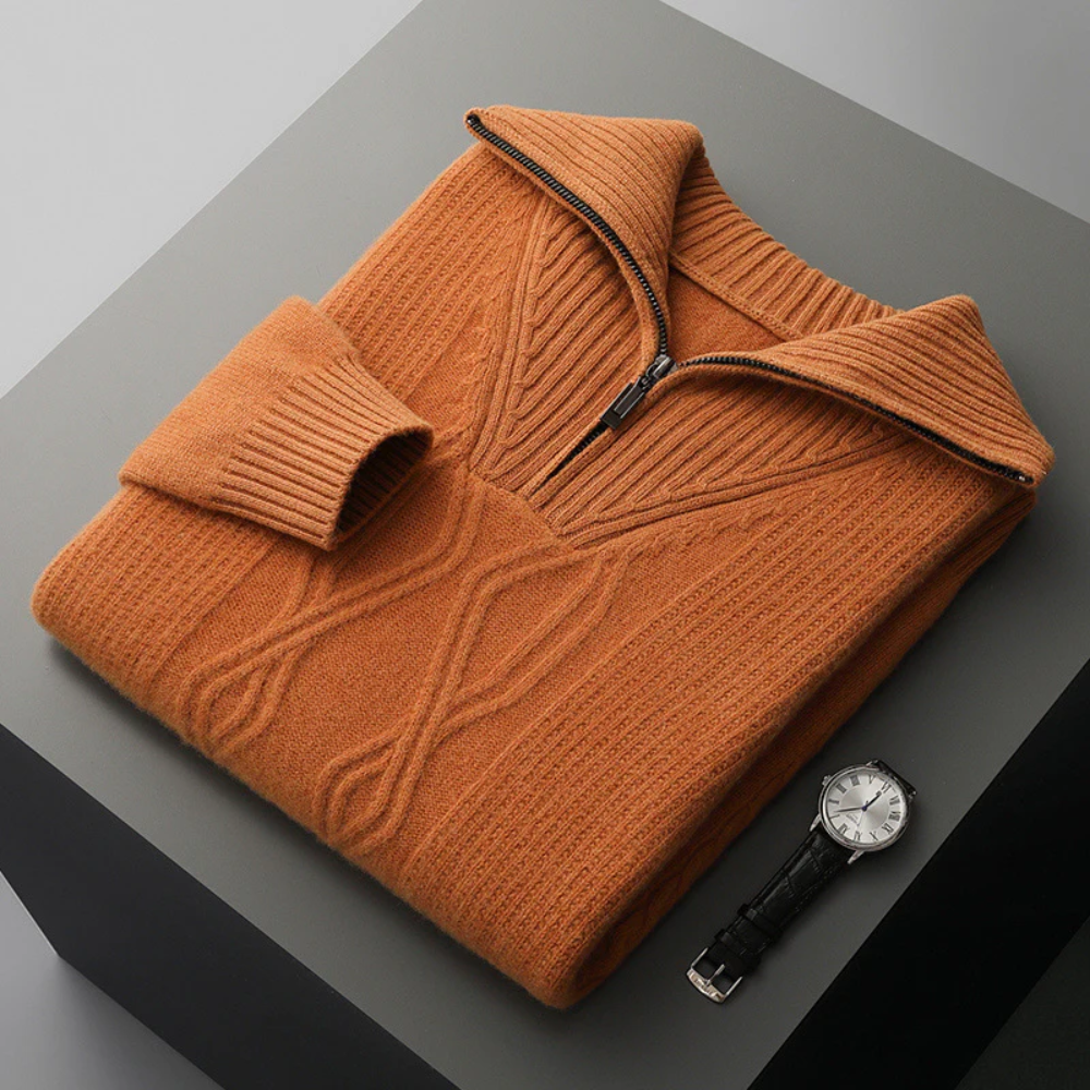 Jersey Taranto de lana merina con cremallera