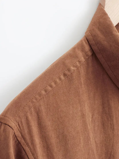 Camisa casual de algodón de manga corta