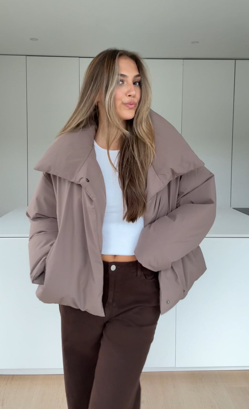 Chaqueta Acolchada Taupe