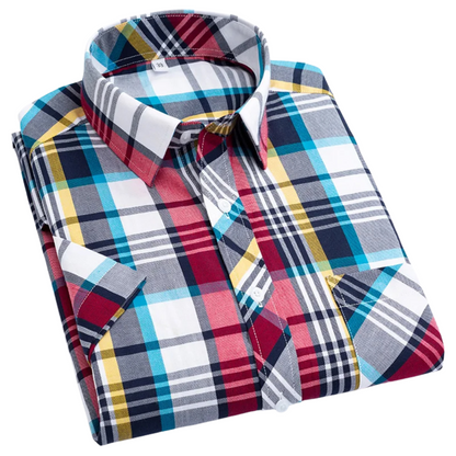 Camisa de algodón de manga corta a cuadros