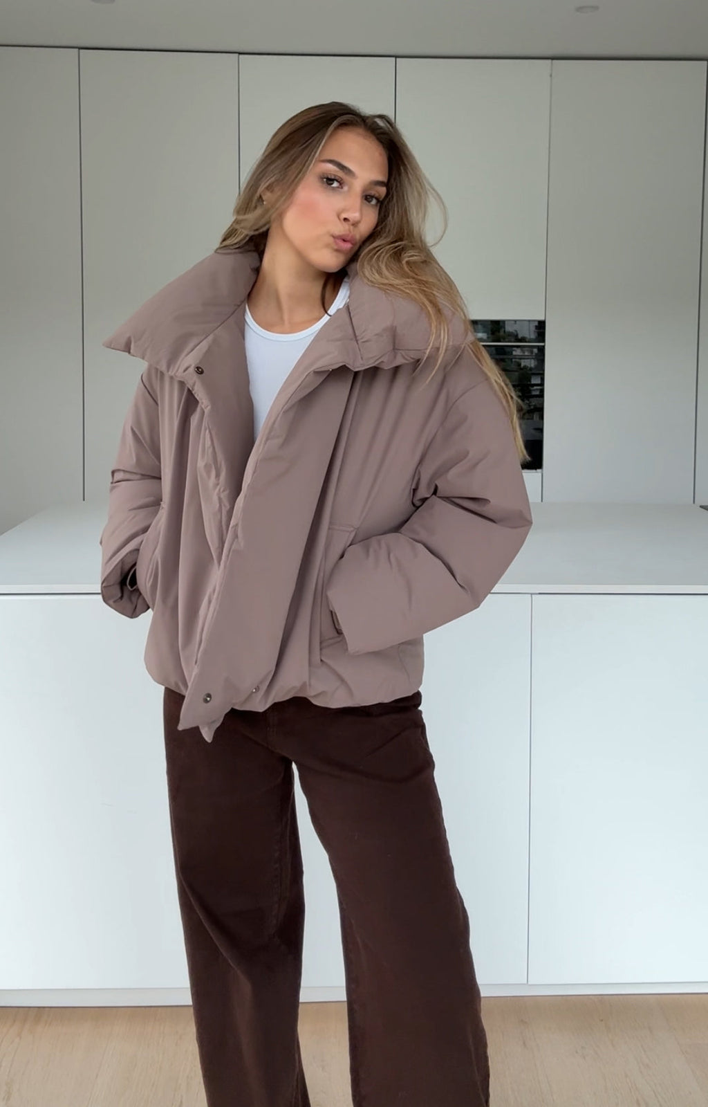 Chaqueta Acolchada Taupe