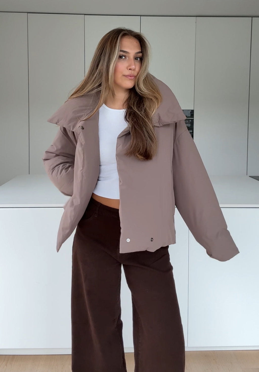 Chaqueta Acolchada Taupe
