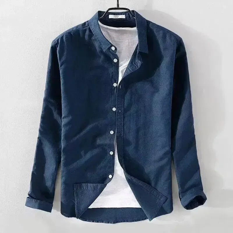 Camisa casual de algodón y lino