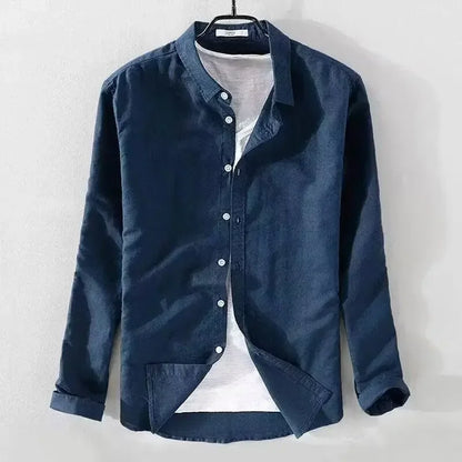 Camisa casual de algodón y lino