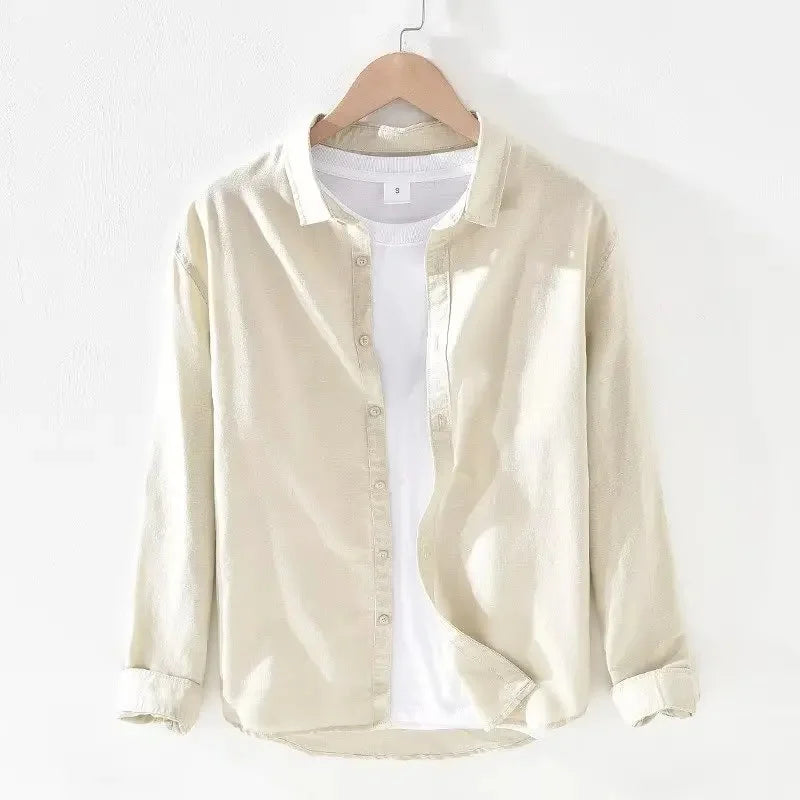 Camisa casual de algodón y lino