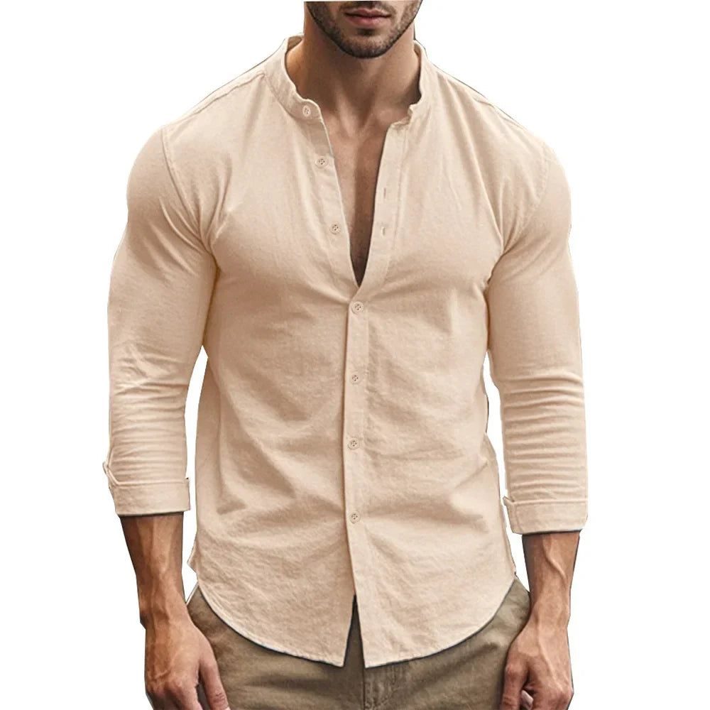 Camisa casual de verano de algodón y lino
