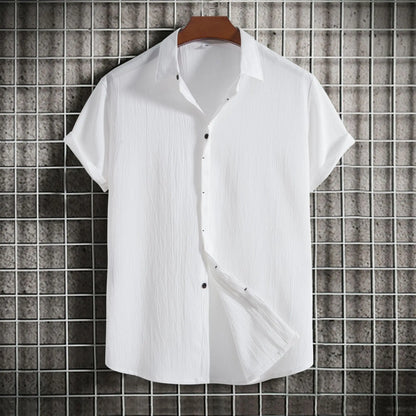 Camisa de manga corta de algodón y lino