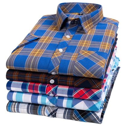 Camisa de algodón de manga corta a cuadros