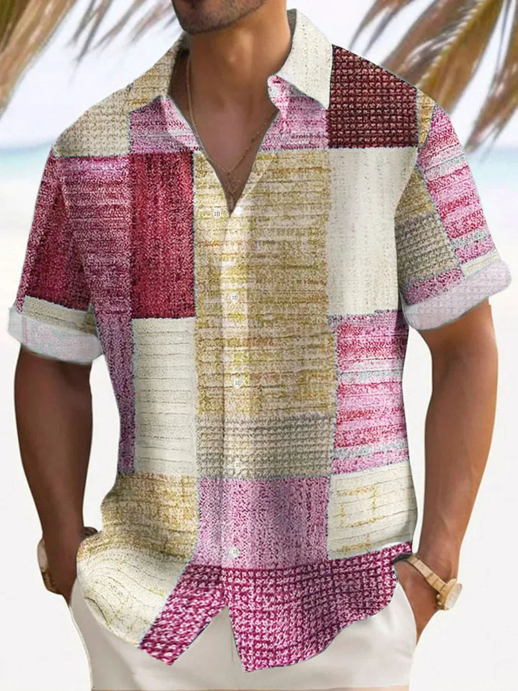 Elegante camisa patchwork