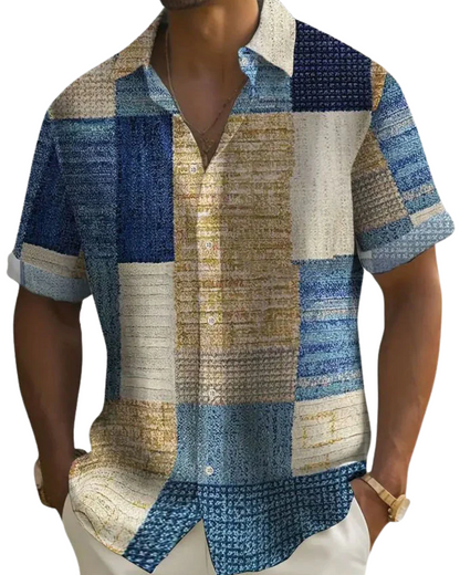 Elegante camisa patchwork