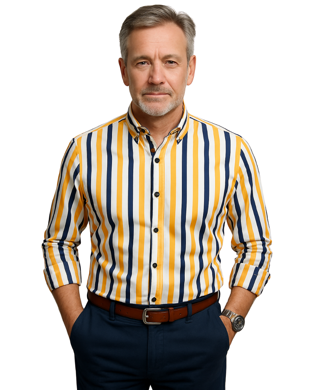 Givalli - Camisa casual a rayas para hombre