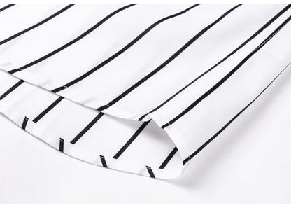 Elegante camisa de algodón a rayas